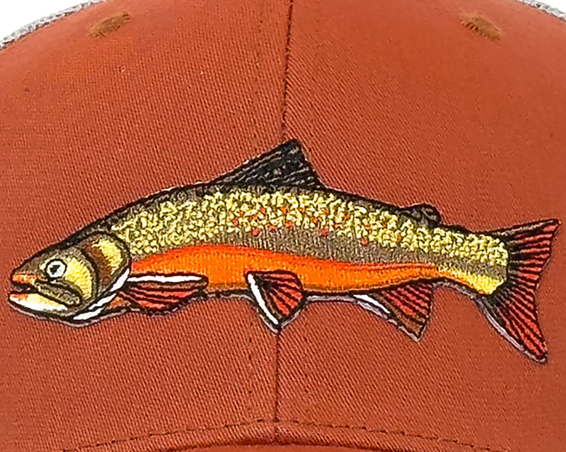 BROOK TROUT 6-Panel Curved Trucker, Richardson 112 Orange