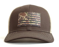 PVC Camo Flag 6-Panel Curved Cap, Richardson 112 Brown