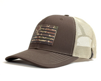 PVC Camo Flag 6-Panel Curved Cap, Richardson 112 Brown
