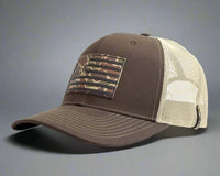 PVC Camo Flag 6-Panel Curved Cap, Richardson 112 Brown