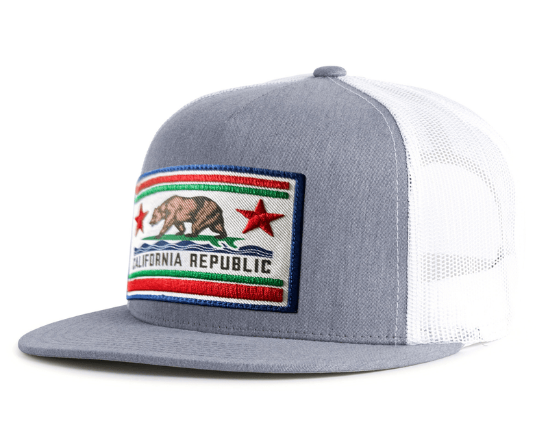 CALIFORNIA BEAR 5-Panel Flat Snapback Grey