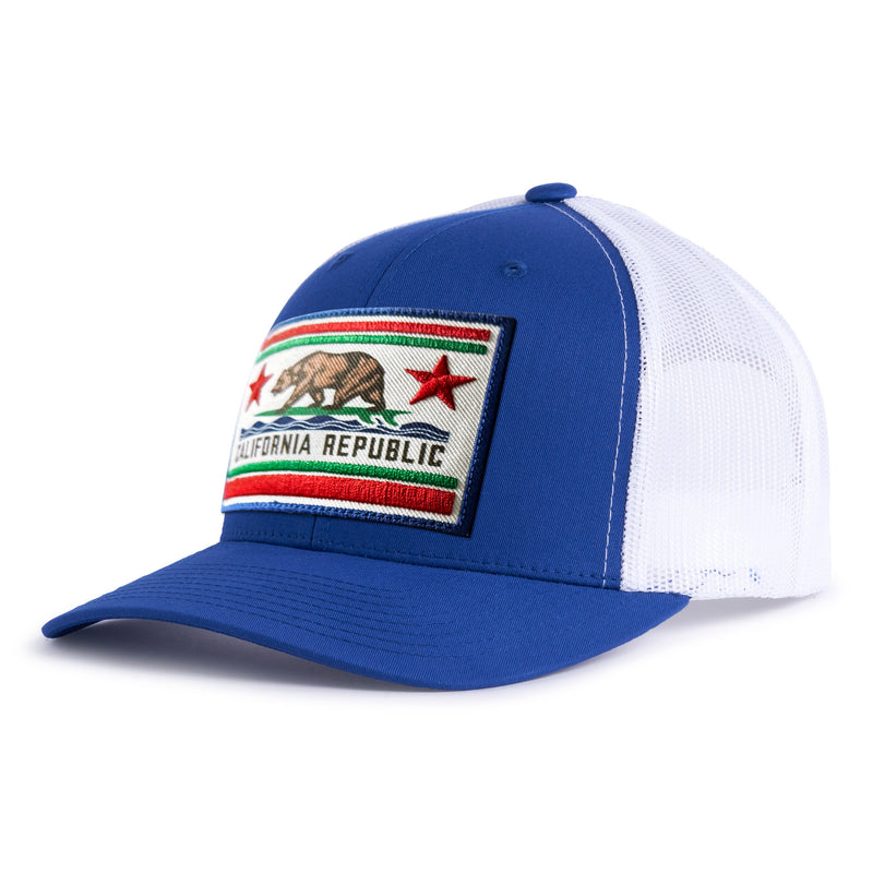 CALIFORNIA BEAR 6-Panel Curved Royal/White - Tailgate Hats