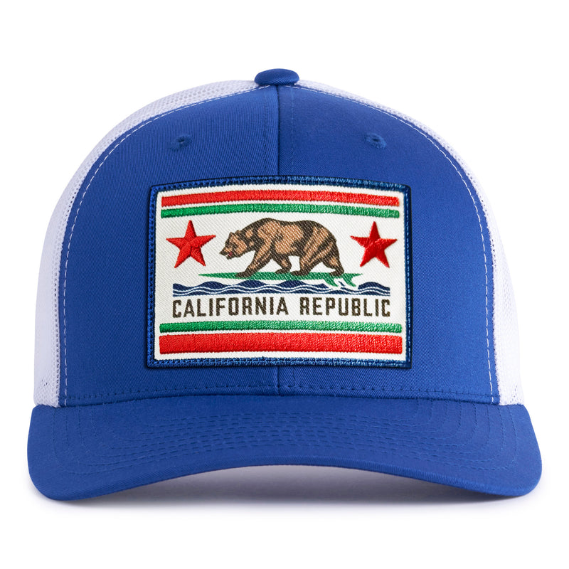 CALIFORNIA BEAR 6-Panel Curved Royal/White - Tailgate Hats