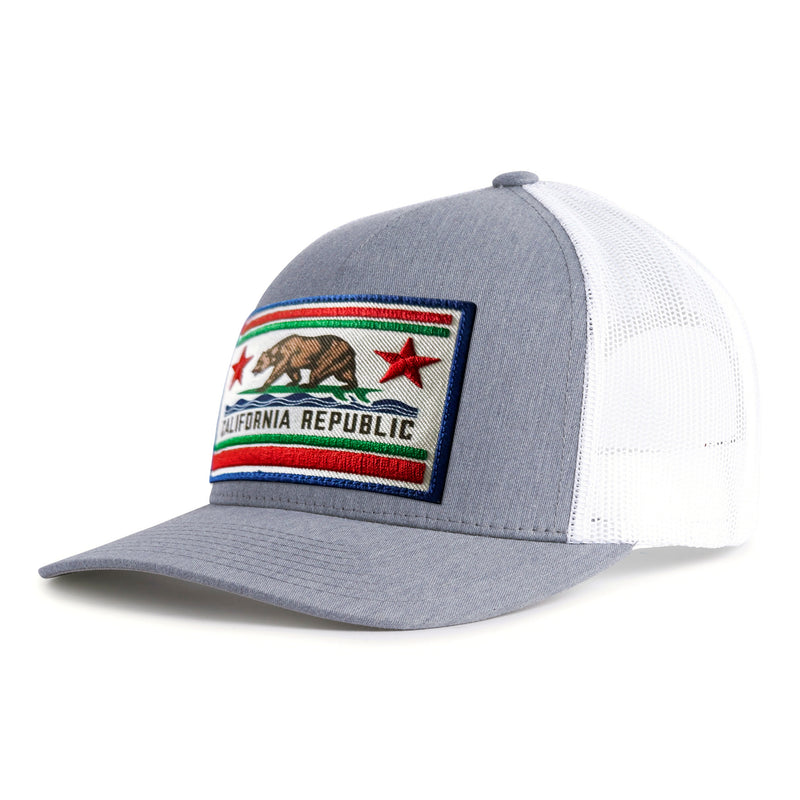 CALIFORNIA BEAR 5-Panel Curved Grey/White - Tailgate Hats