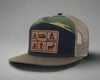 CAMPING BADGES 7-Panel Flat Bill Camo Cap, Richardson 168 Black