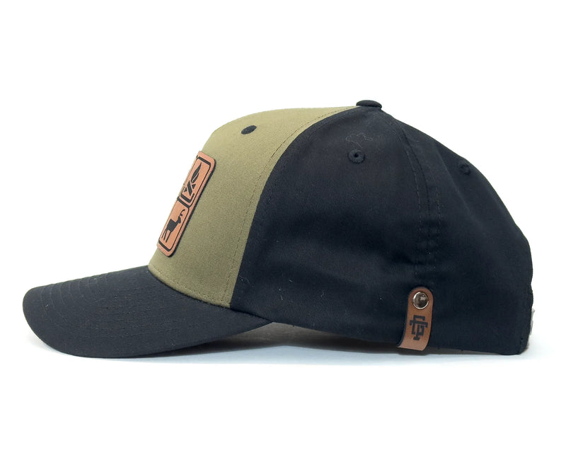 CAMPING BADGE 5-Panel Curved Snapback, Richardson 112FP Green