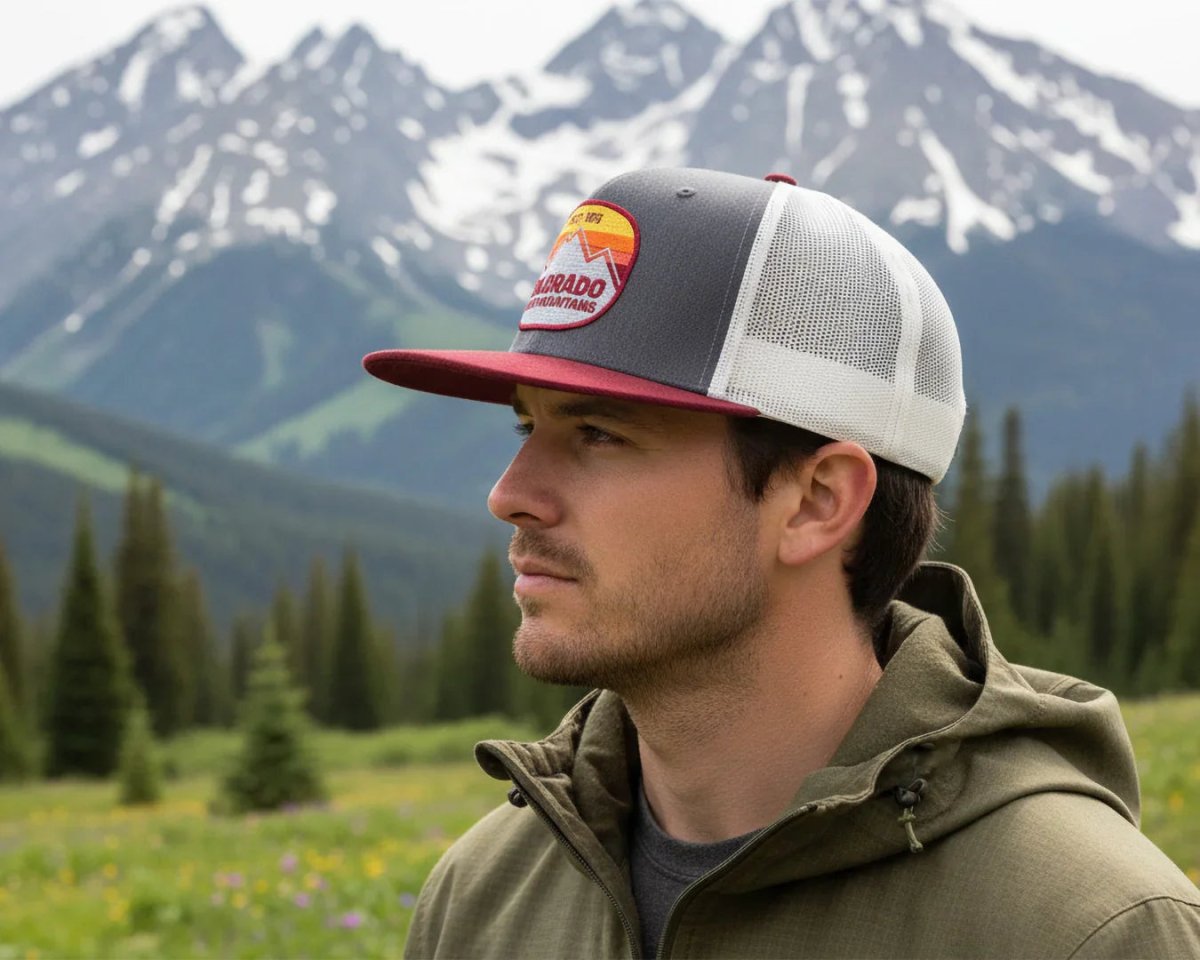 COLORADO ROCKY MTN 6 - Panel Flat Snapback Grey Black - Tailgate Hats