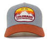 COLORADO ROCKY MTS 6-Panel Curved Snapback, Richardson 112 Grey