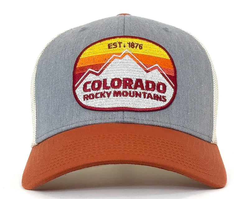 COLORADO ROCKY MTS 6-Panel Curved Snapback, Richardson 112 Grey