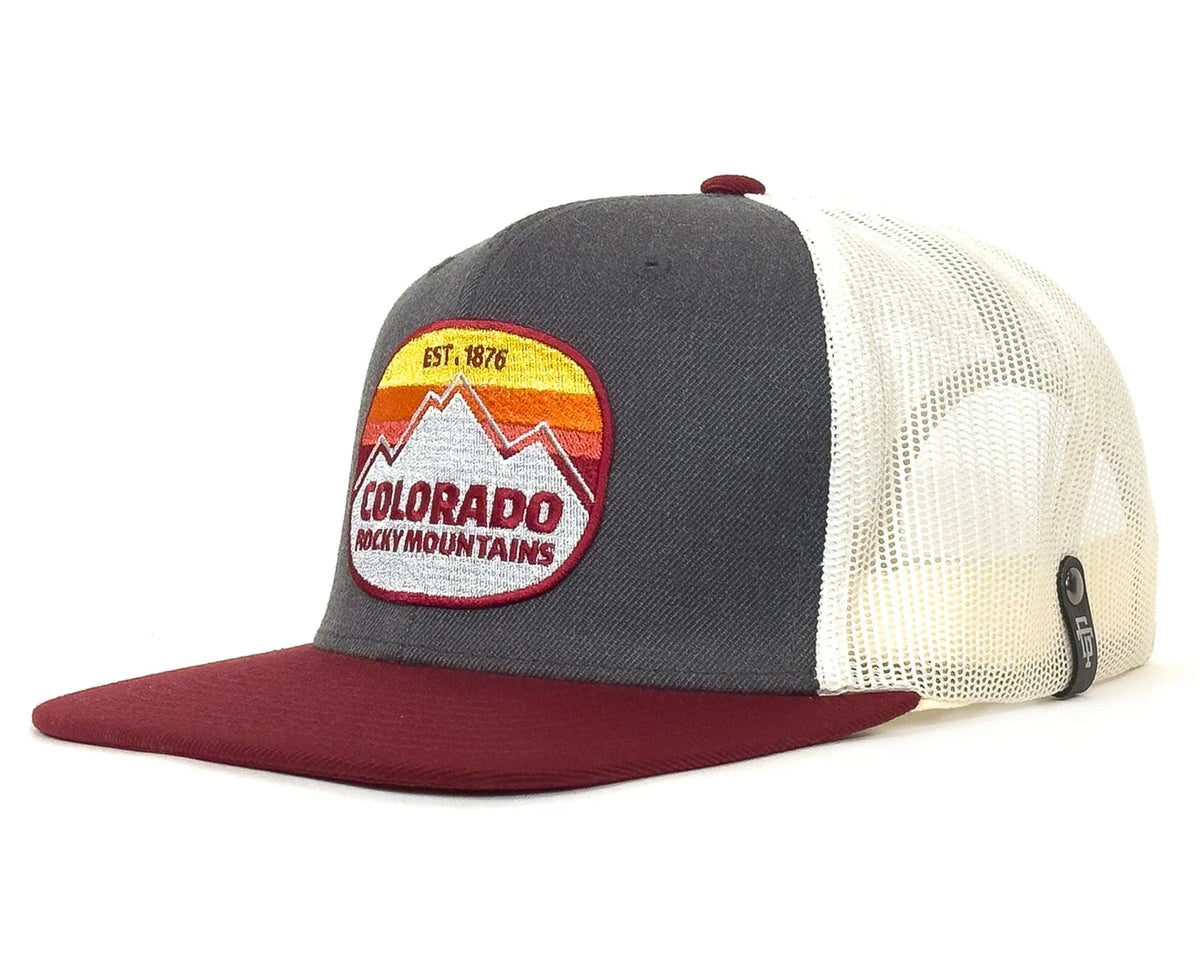 Gray and red cap with a 'Colorado Rocky Mountains' patch on a white background