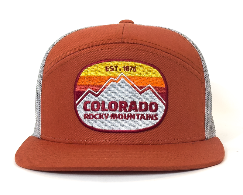 COLORADO ROCKY MTN 7-Panel Flat Bill Trucker, Richardson 168 Orange
