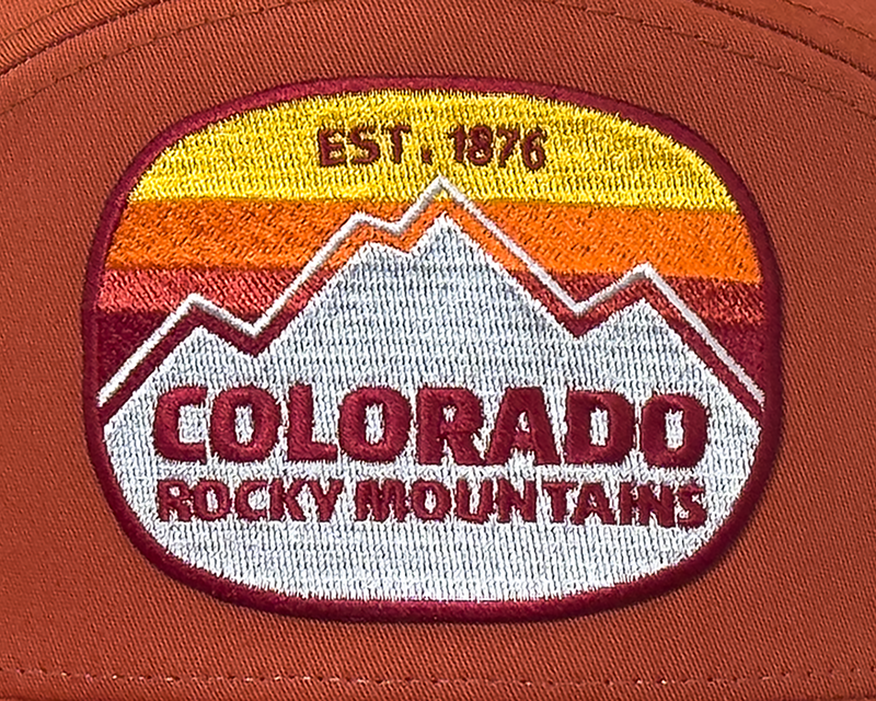 COLORADO ROCKY MTN 7-Panel Flat Bill Trucker, Richardson 168 Orange