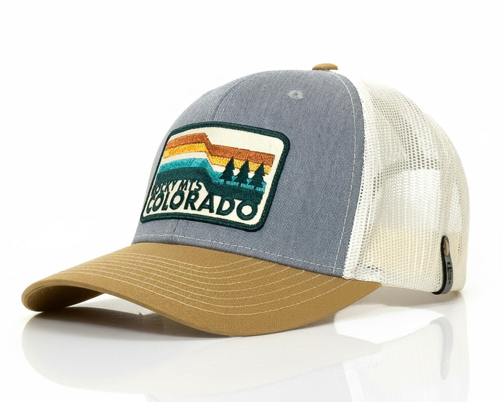 Trucker hat with 'High 5 Colorado' logo on a white background