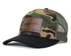 COME AND GET IT 6-Panel Curved Camo Hat Black