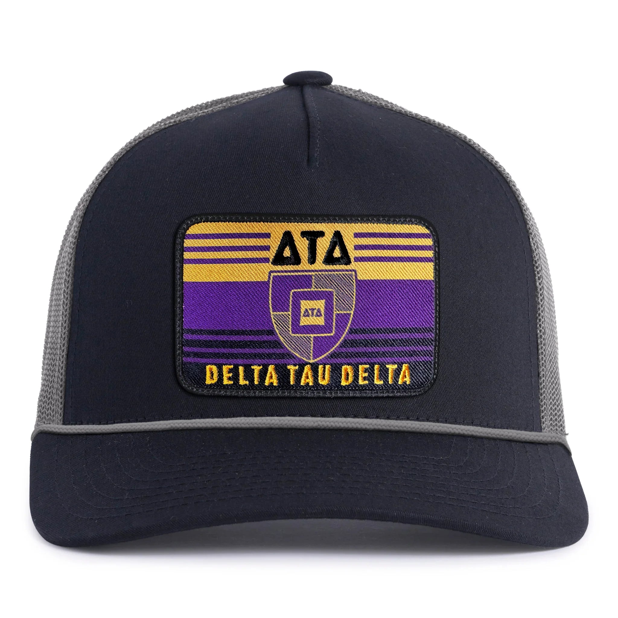 DELTA TAU DELTA 5 - Panel Rope Hat, Richardson 112 Black - Tailgate Hats