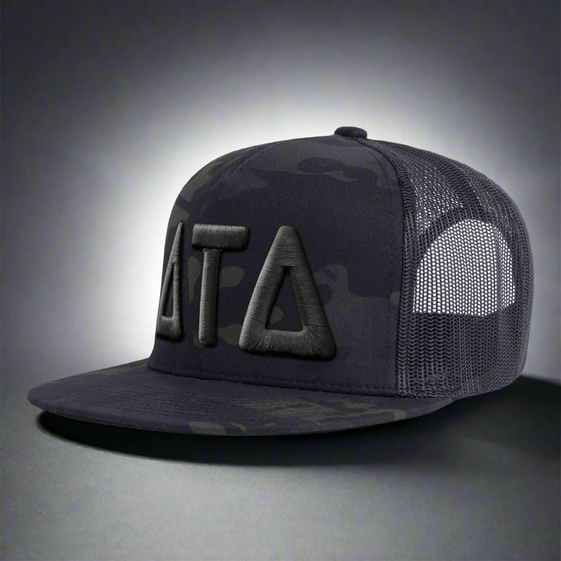DELTA TAU DELTA 5-Panel Flat Camo Hat Black