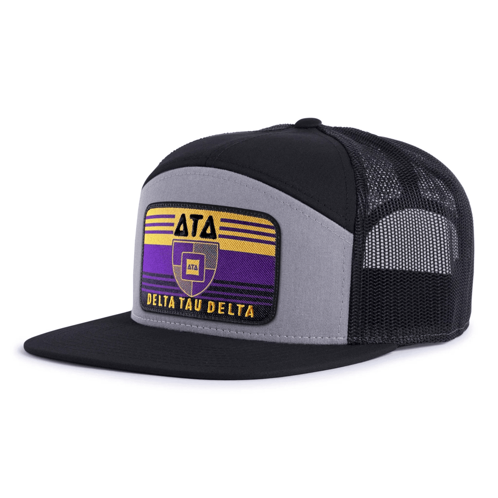 DELTA TAU DELTA 7-Panel Flat Bill Frat Hat, Richardson 168 Black ...