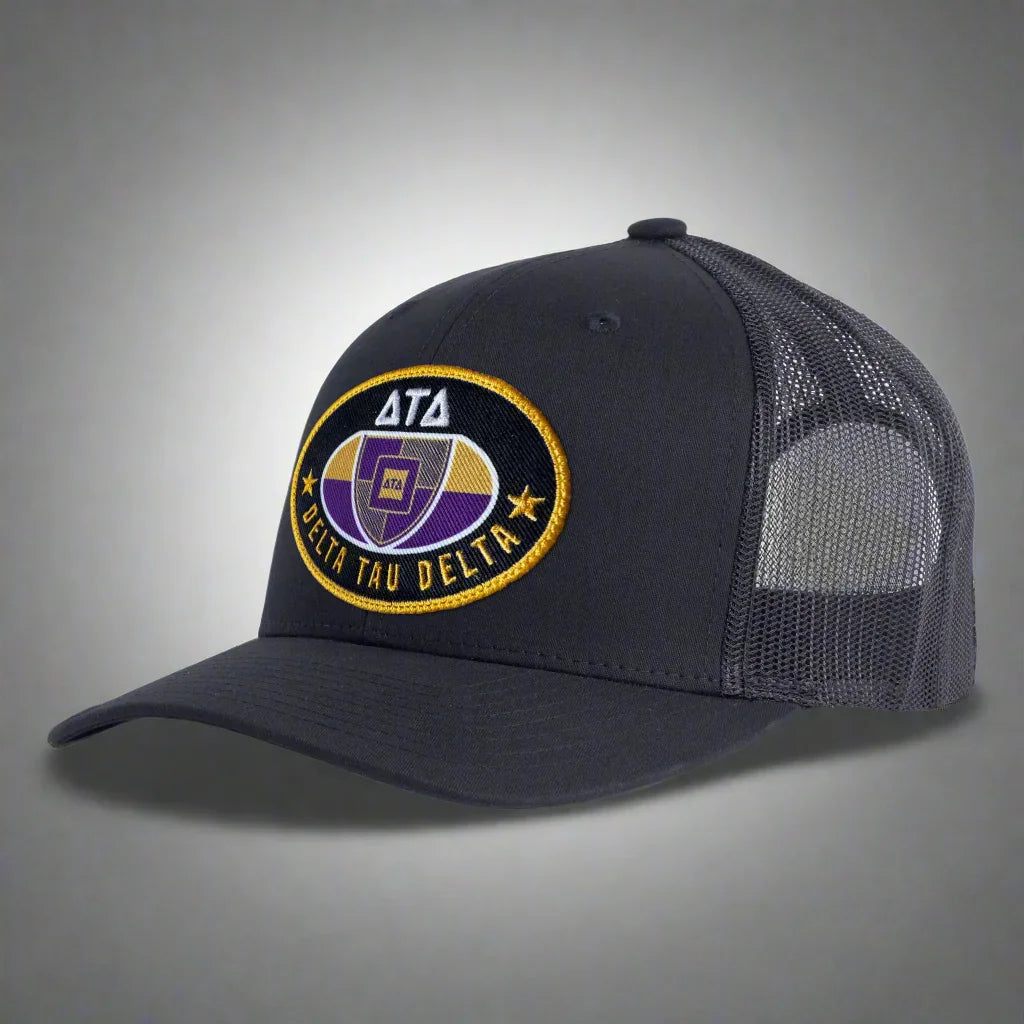 DELTA TAU DELTA 6-Panel Frat Rush Hat Black