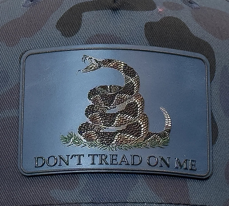 DON'T TREAD ON ME 5-Panel Curved Camo Hat, Richardson 112PFP Blue