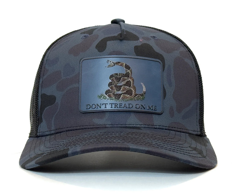 DON'T TREAD ON ME 5-Panel Curved Camo Hat, Richardson 112PFP Blue