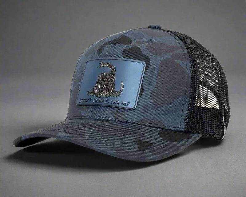 DON'T TREAD ON ME 5-Panel Curved Camo Hat, Richardson 112PFP Blue