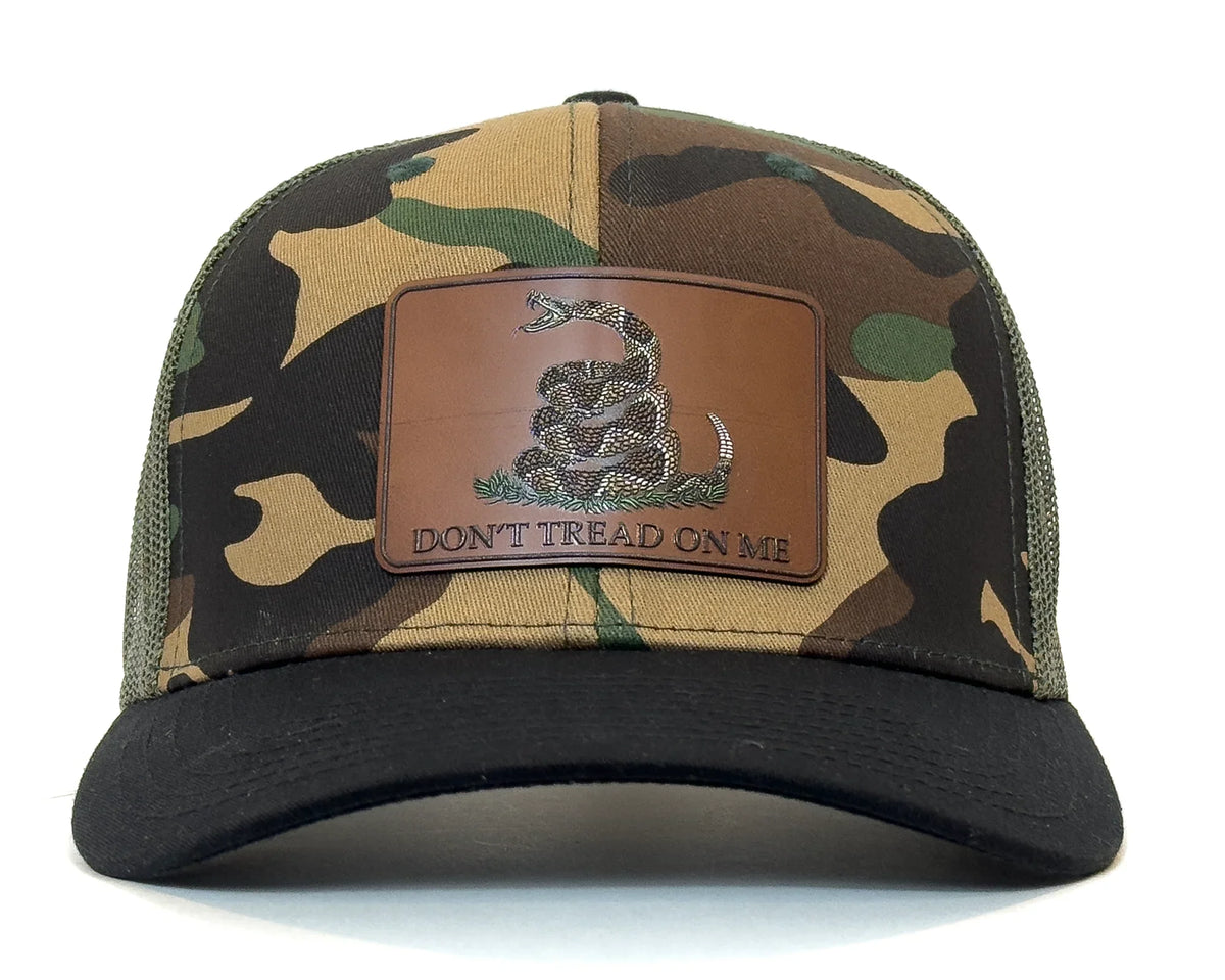 DON'T TREAD ON ME 6 - Panel Curved Camo Hat Black - Tailgate Hats