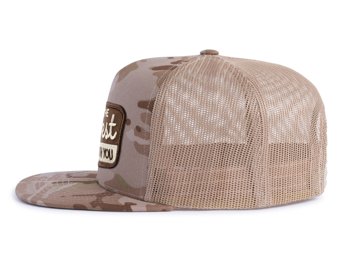 FOREST BE WITH YOU 5-Panel Flat Camo Hat Khaki