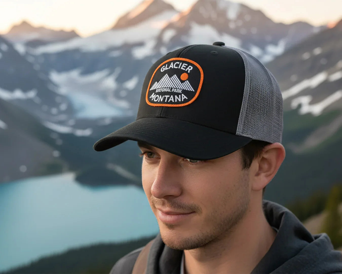 GLACIER 6-Panel Curved Snapback, Richardson 112 Black