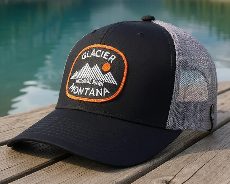 GLACIER 6-Panel Curved Snapback, Richardson 112 Black