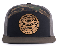GRAND CANYON WOOD 7-Panel Flat Camo Hat, Richardson 168 Black