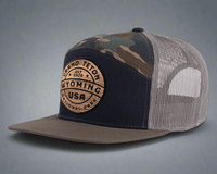 GRAND TETON WOOD 7-Panel Flat Camo Hat, Richardson 168 Black