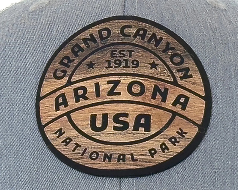 GRAND CANYON WOOD 6-Panel Curved Trucker, Richardson 112 Grey