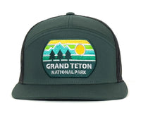 GRAND TETON 7-Panel Flat Snapback, Richardson 168 Green