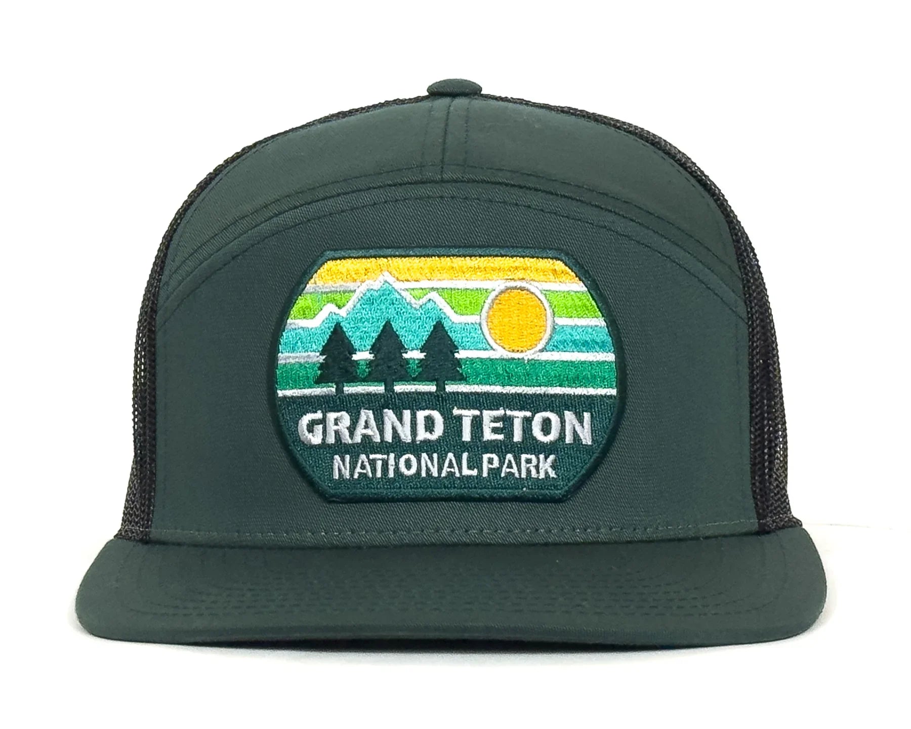 GRAND TETON 7-Panel Flat Snapback, Richardson 168 Green