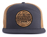 GREAT SMOKY MTS WOOD 7-Panel Flat Bill Hat, Richardson 168 Grey