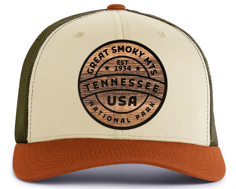GREAT SMOKY MTS WOOD 6-Panel Low-Profile Trucker, Richardson 115