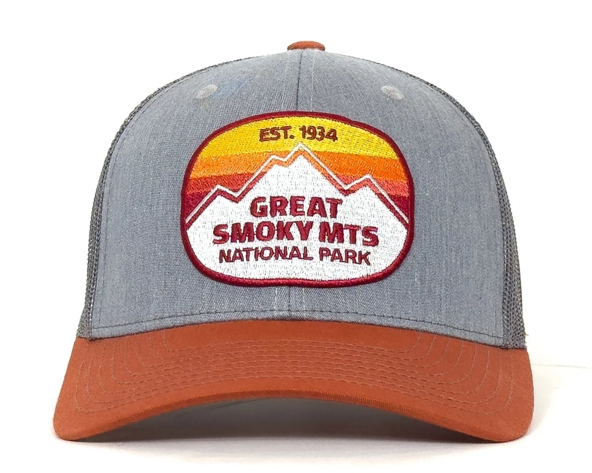 GREAT SMOKY MTS 6 - Panel Curved Snapback, Richardson 112 Grey - Tailgate Hats