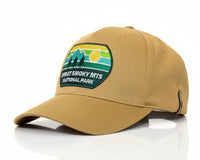 Beige cap with Great Smoky Mountains National Park patch on a white background