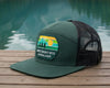 GREAT SMOKY MTS 7-Panel Flat Bill Trucker, Richardson 168 Green