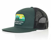GREAT SMOKY MTS 7 - Panel Flat Bill Trucker, Richardson 168 Green - Tailgate Hats