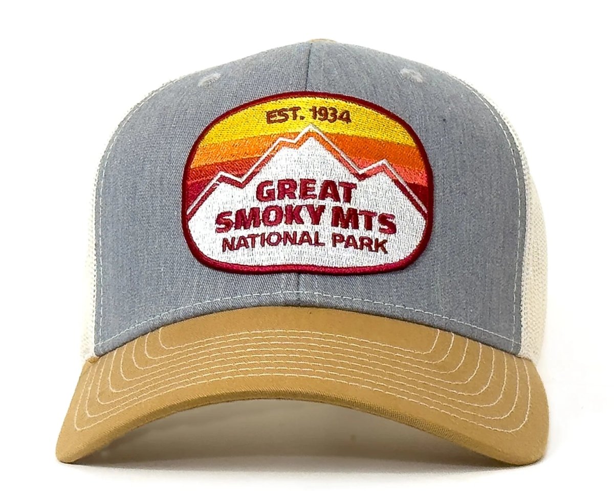 GREAT SMOKY MTS 6 - Panel Curved Snapback, Richardson 112 Gold - Tailgate Hats