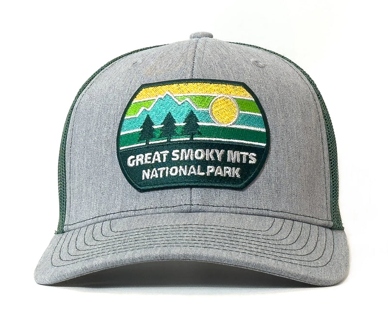 GREAT SMOKY MTS 6-Panel Curved Snapback, Richardson 112 Green