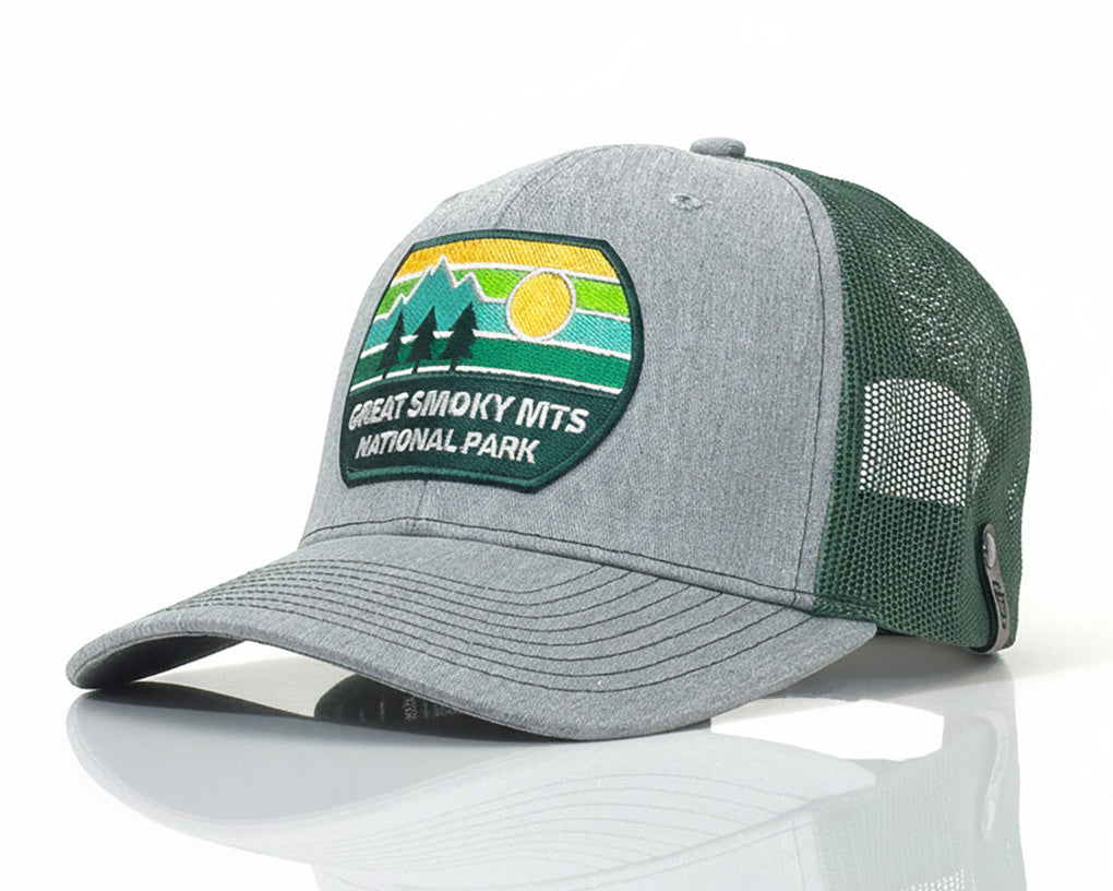 GREAT SMOKY MTS 6-Panel Curved Snapback, Richardson 112 Green