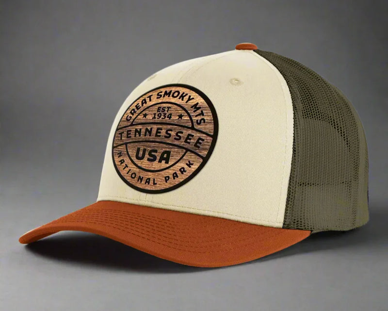 GREAT SMOKY MTS WOOD 6-Panel Low-Profile Trucker, Richardson 115