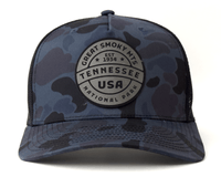GREAT SMOKY MTS 5-Panel Curved Camo Hat, Richardson 112 Navy