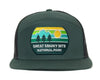 GREAT SMOKY MTS 7-Panel Flat Bill Trucker, Richardson 168 Green