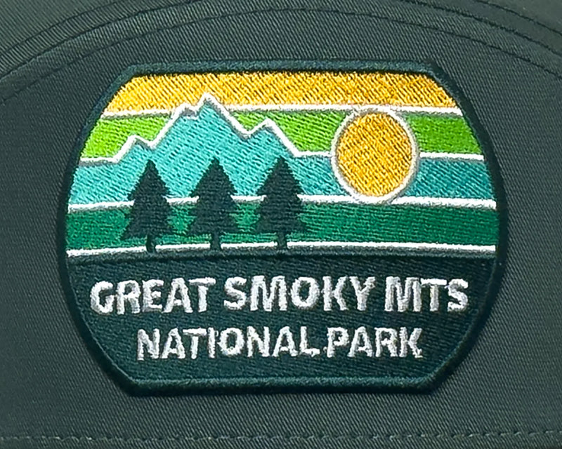 GREAT SMOKY MTS 7-Panel Flat Bill Trucker, Richardson 168 Green