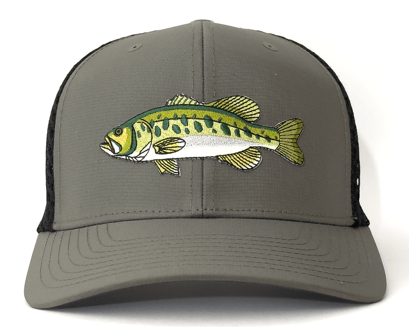 LARGEMOUTH BASS 6-Panel Curved Trucker, Richardson 835 Olive