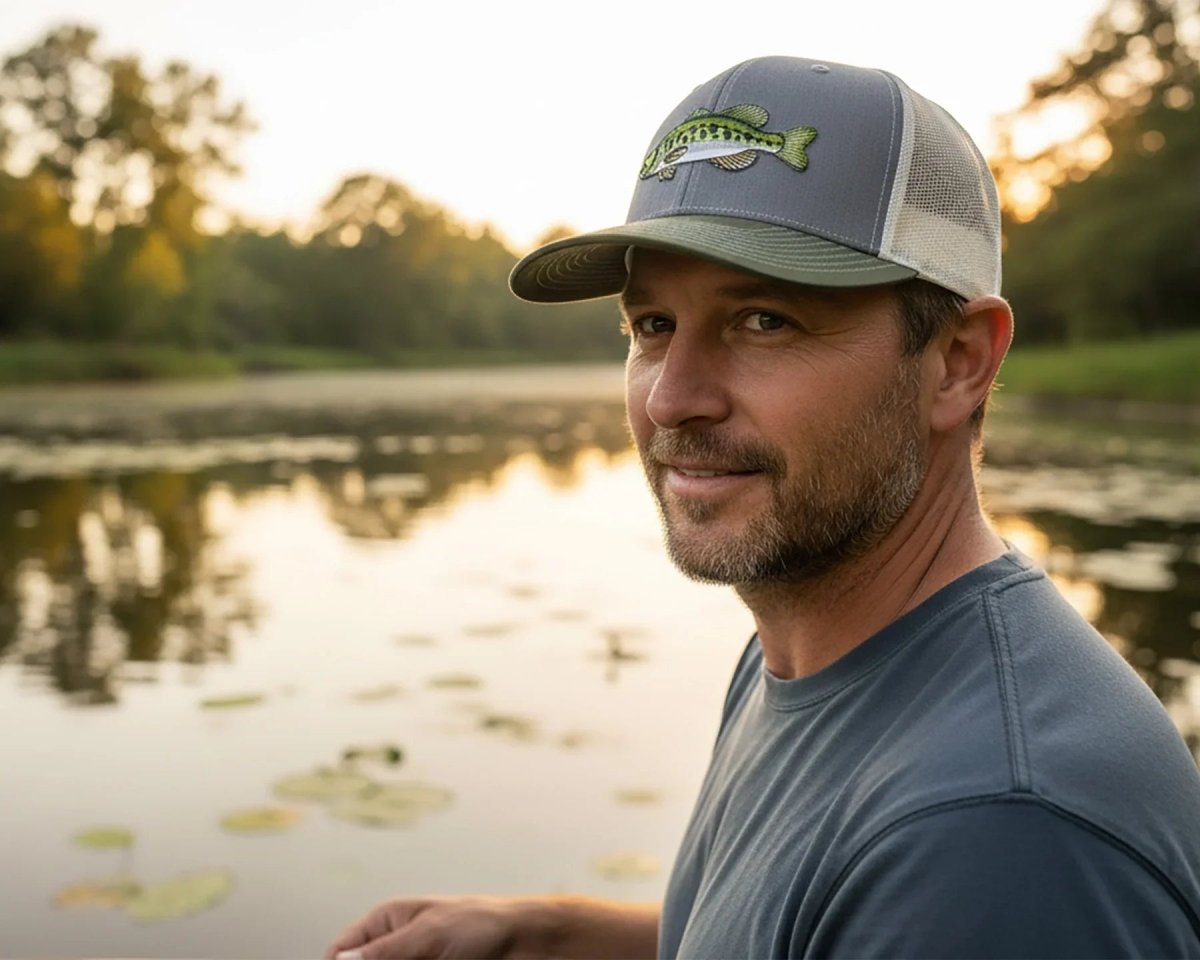 LARGEMOUTH BASS 6 - Panel Curved Snapback, Richardson 112 Grey - Tailgate Hats