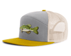 LARGEMOUTH BASS 7-Panel Flat Snapback, Richardson 168 Grey